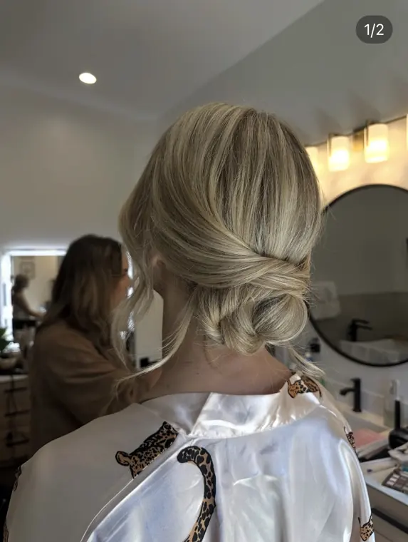 Preview of a bridal blonde updo.